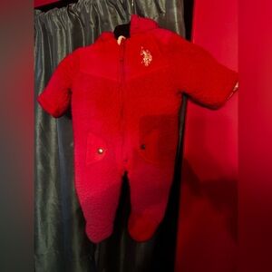 US POLO 6-9 MONTHS INFANT PINK SNOWSUIT BUNTING ZIP UP VINTAGE 2004 WINTER SUIT